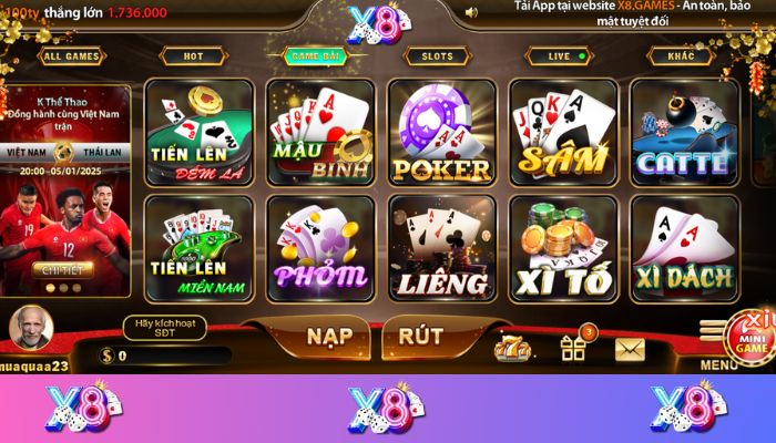 Giới thiệu sơ lược về sảnh game bài tại X8 Club