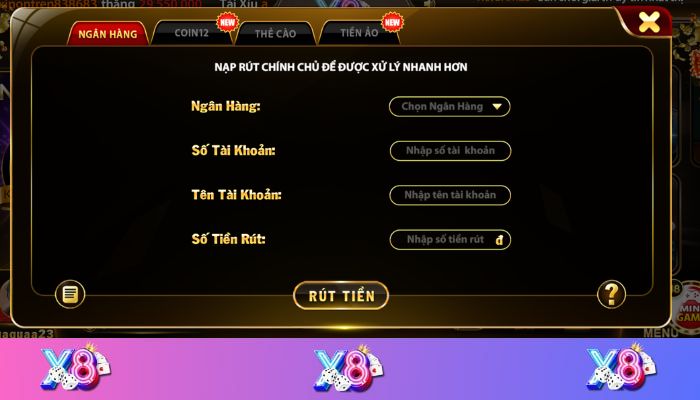 Chế độ nạp rút tiền thưởng khi chơi game bài nhanh chóng