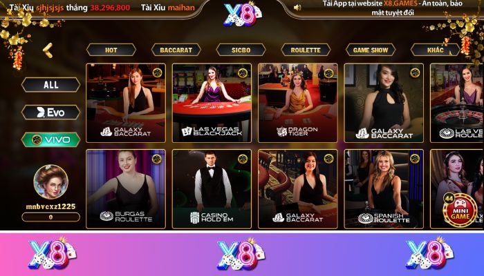 Live casino tại X8 Club đòi hỏi người chơi phải có chiến lược và kỹ năng