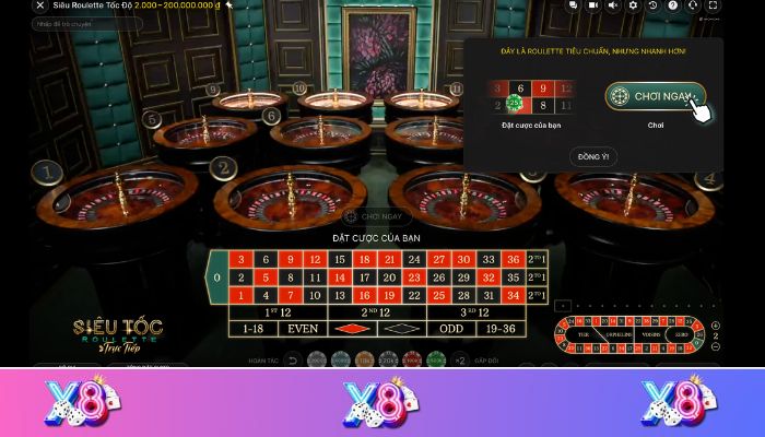 Live casino X8 Club cung cấp tính năng tương tác trực tiếp với dealer