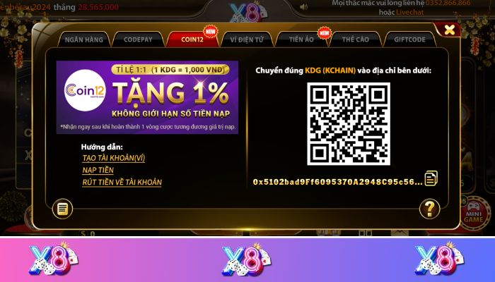 Muốn trải nghiệm sản phẩm game đổi thưởng thì nạp tiền X8 Club là điều bắt buộc