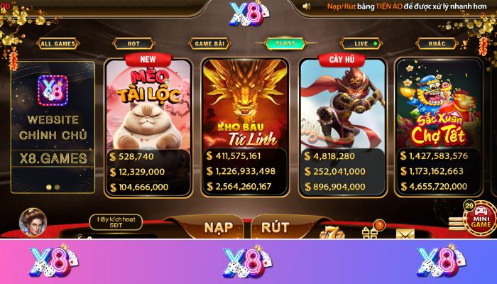 Nổ hũ X8 Club là một chuyên mục game trực tuyến